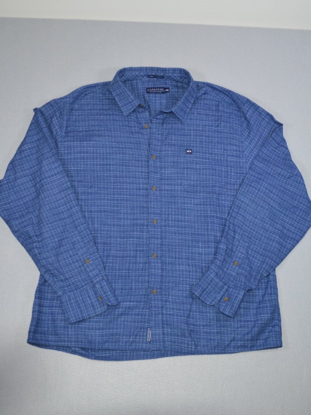 Fish Hippie Rumfront Collection Blue Plaid Hemp Blend Button Up Shirt XXL - Picture 2 of 12